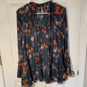 Free People Smocked Floral Tunic